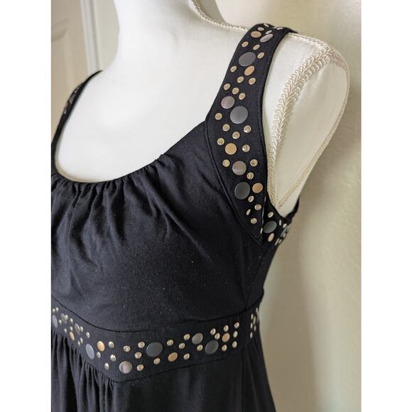 Anthropologie Lucy and Laurel Babydoll Studded Black Mini Dress Women Size M Y2K - Picture 5 of 12
